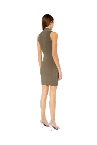 Mesh dress with neckline and metal logo