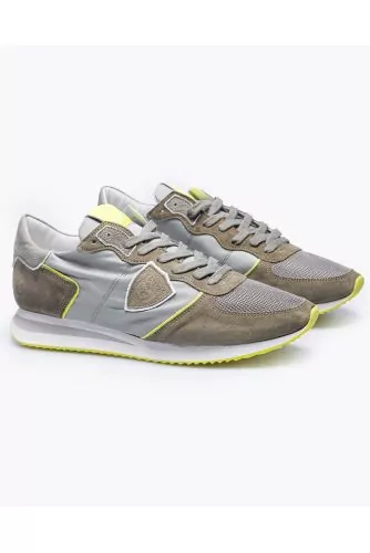 Tropez X - Split leather, textile and leather sneakers with cut-outs