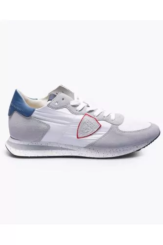 Tropez X - Split leather and textile sneakers with cutouts and escutcheon