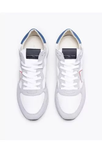 Tropez X - Split leather and textile sneakers with cutouts and escutcheon