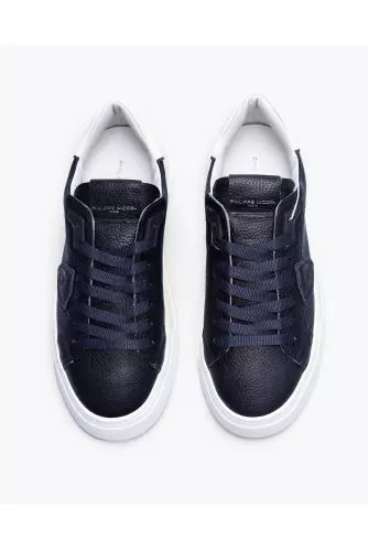 Temple - Calf leather sneakers with buttress and escutcheon