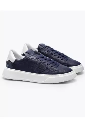 Temple - Calf leather sneakers with buttress and escutcheon