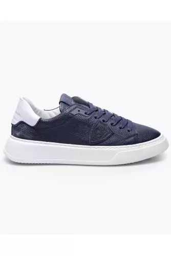 Temple - Calf leather sneakers with buttress and escutcheon