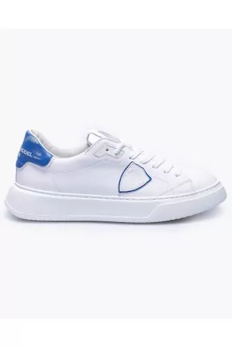Temple - Leather sneakers with buttress and escutcheon