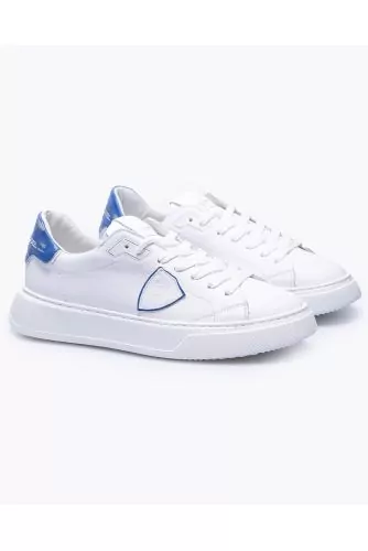 Temple - Leather sneakers with buttress and escutcheon