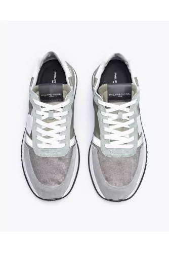 Tropez 2.1 - Split leather and textile sneakers with cut-outs and escutcheon