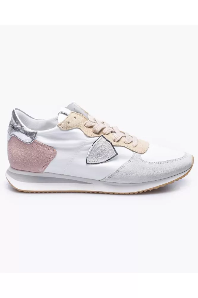 Tropez X - Split leather and textile sneakers with cut-outs and escutcheon