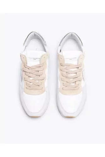 Tropez X - Split leather and textile sneakers with cut-outs and escutcheon