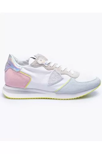 Tropez X - Split leather and textile sneakers with cut-outs and escutcheon