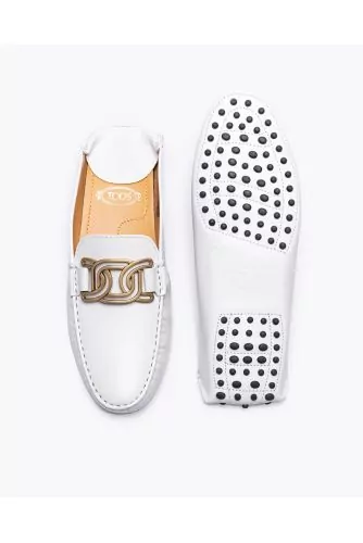 Mules Tod's "Gommini" blanc avec boucle Mailles ajourées pour femme