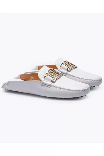 Gommino - Flat leather mules with metal links