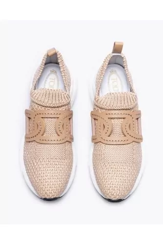 Tennis Tod's "Sportiva Run catena" beige en tricot coton pour femme