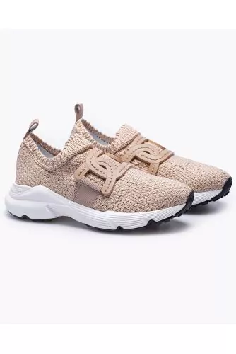 Sportiva Run Catena - Knitted cotton sneakers with leather link design