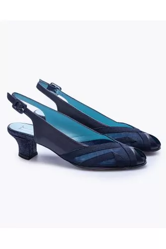 Nappa leather sandals with tulle cutouts and back strap 45