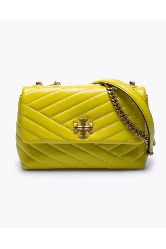 Sac Tory Burch "Kira" vert, rabat matelassé, logo et chaîne en métal