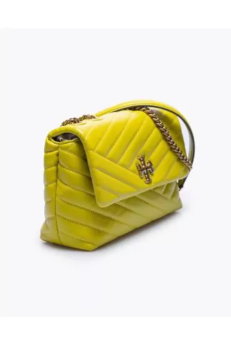 Kira Small - Quilted leather bag with logo and metal chain