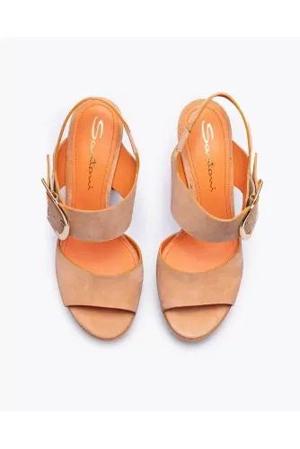 Suede sandals with straps and big buckle 120