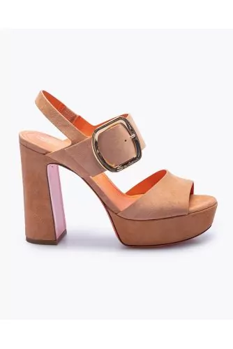 Suede sandals with straps and big buckle 120