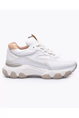 Baskets Hogan "Hyperactive" blanc-beige-naturel pour femme