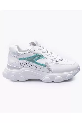 Tennis Hogan "Hyperactive" blanc-vert-argent pour femme