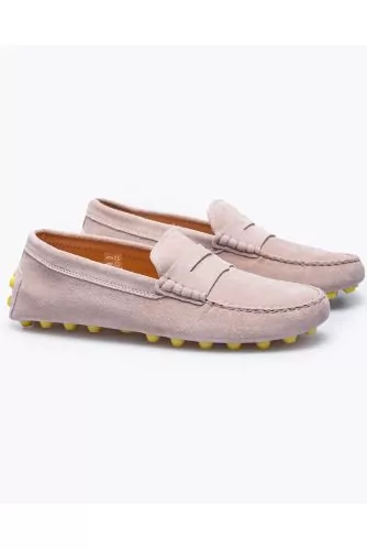 Gommino Macro - Split leather moccasins with decorative tab and stitched upper