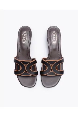 Leather mules with cut link strap 45