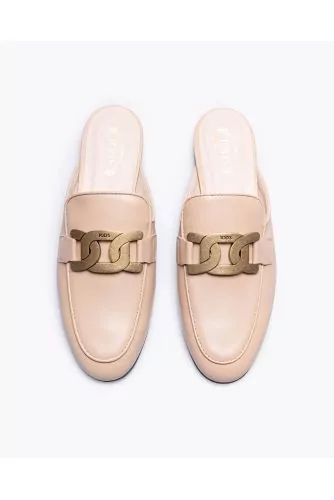 Mules Tod's nude bout fermé maille or matsemelle cuir pour femme