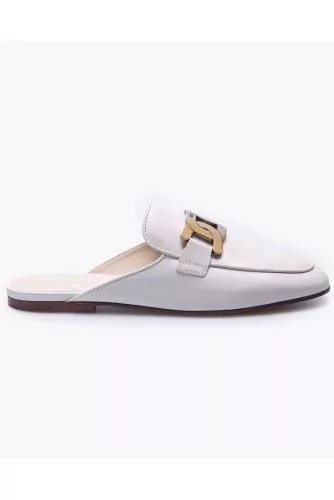 Mules Tod's blanc cassé bout fermé maille or matsemelle cuir pour femme