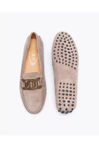 Gommino - Split leather loafers with metal links and stitched top