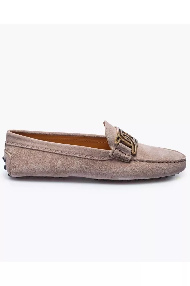 Mocassin Tod's "Gommini" marron avec boucle mailles ajourées pour femme