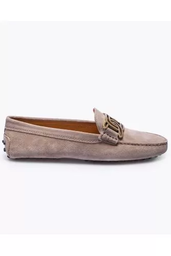 Mocassin Tod's "Gommini" marron avec boucle mailles ajourées pour femme