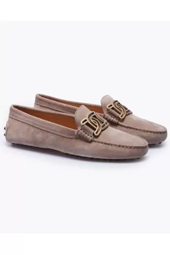 Gommino - Split leather loafers with metal links and stitched top