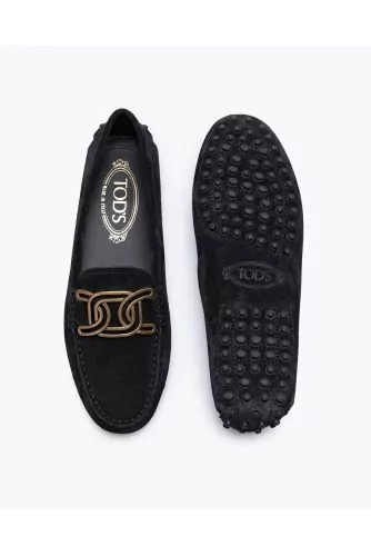 Mocassins Tod's "Gommini" noir avec boucle mailles ajourées pour femme