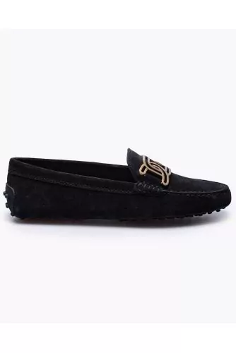 Gommino - Split leather loafers with metal links and stitched top
