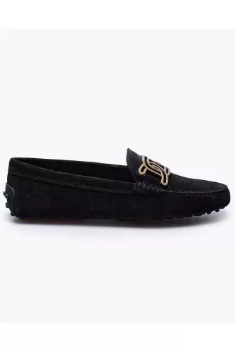 Mocassins Tod's "Gommini" noir avec boucle mailles ajourées pour femme