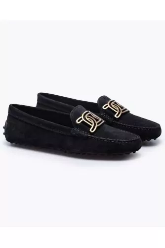 Gommino - Split leather loafers with metal links and stitched top