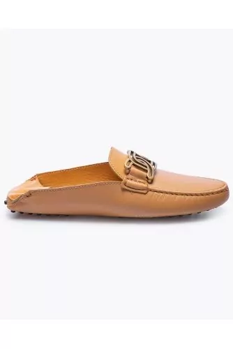 Gommino - Flat leather mules with metal links