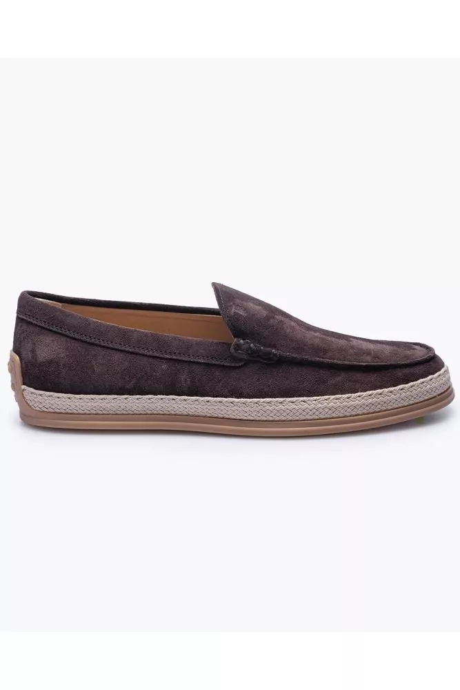 Pantofola Raphia - Split leather moccasins with plain upper and stitched top