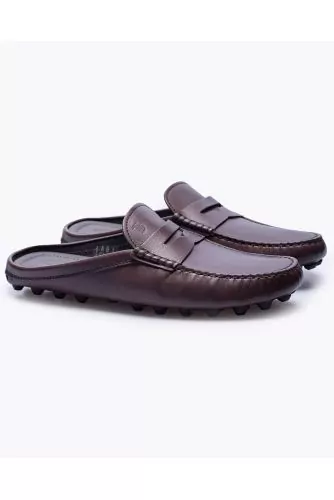 Macro-Gommino - Mules en cuir nappa avec patte et plateau surpiqué