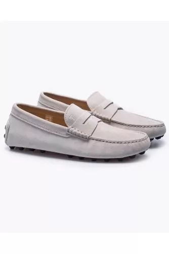 Macro-Gommino - Split leather moccasins with tab and stitched top