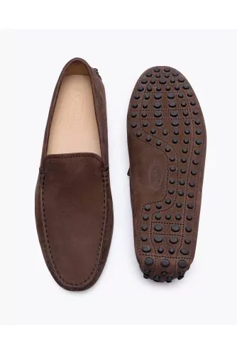 Gommino - Mocassins en nubuck avec empeigne lisse et plateau surpiqué