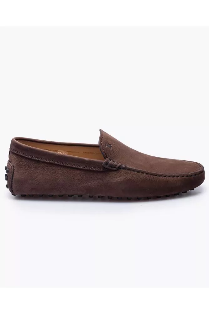 Gommino - Mocassins en nubuck avec empeigne lisse et plateau surpiqué