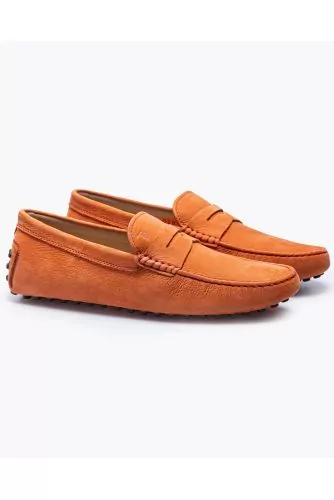 Gommino - Mocassins en nubuck avec patte et plateau surpiqué