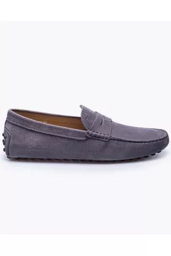 Gommino - Mocassins en nubuck avec patte et plateau surpiqué