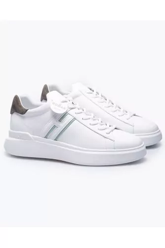 Baskets Hogan "Essentiel" blanc-vert double H pour homme