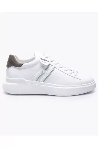 Baskets Hogan "Essentiel" blanc-vert double H pour homme