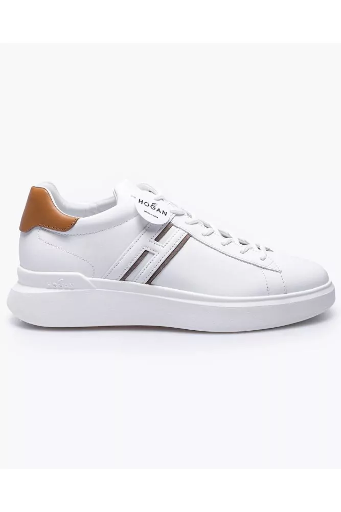 Baskets Hogan "Essentiel" blanc-rouille double H pour homme