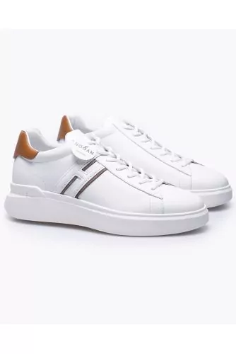 Baskets Hogan "Essentiel" blanc-rouille double H pour homme