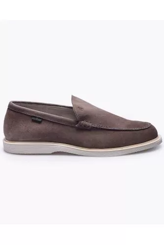 Mocassins Hogan "H633" taupe semelle gomme blanche pour homme