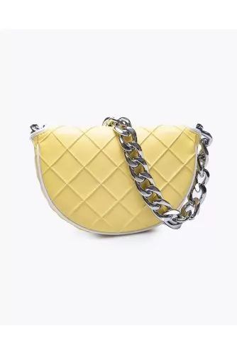 Nappa leather crescent shaped bag with metal chain